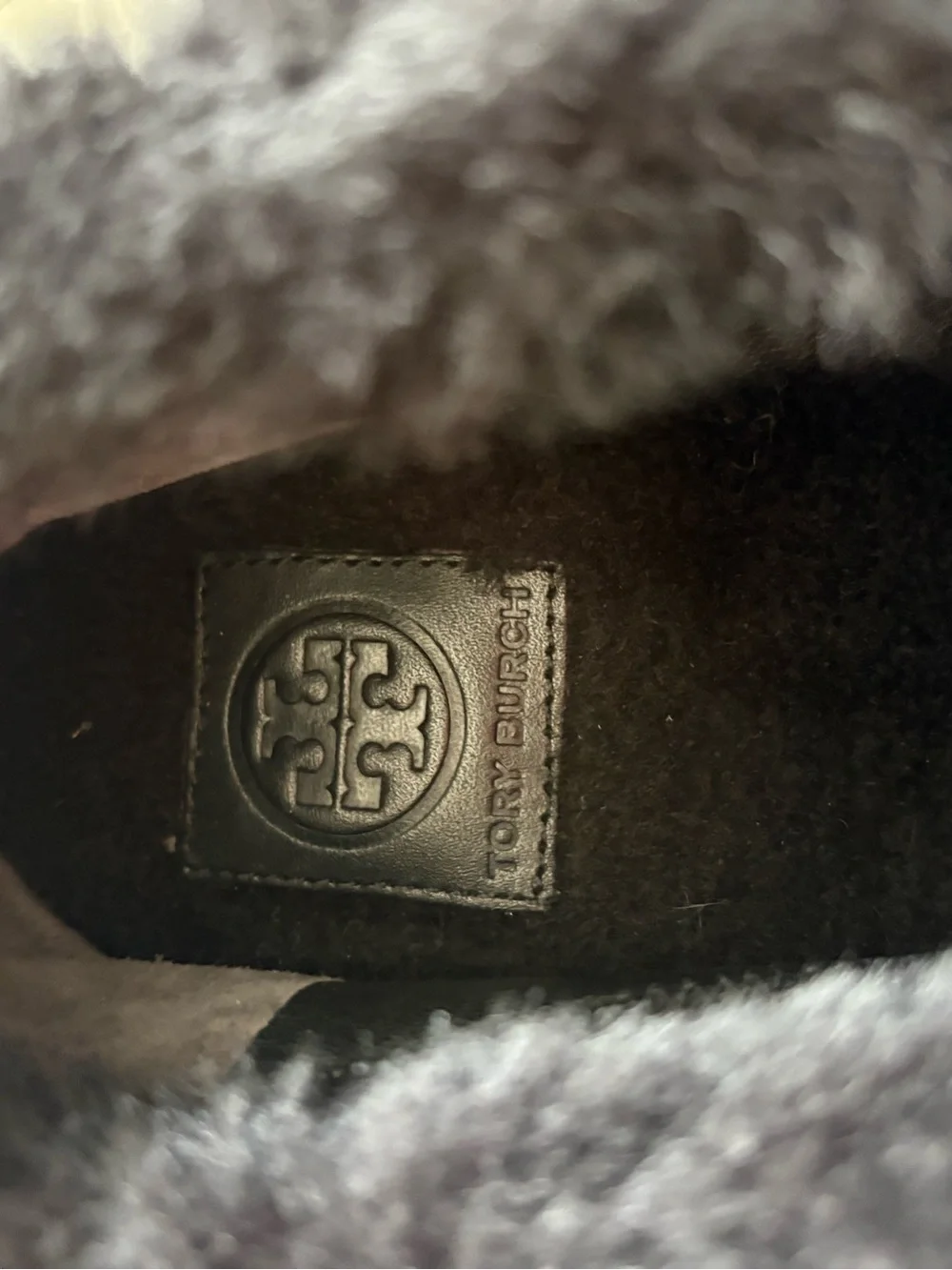 Tory Burch Black Fur-Trim Ankle Booties with Gold Logo